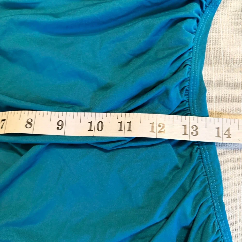 Tommy Bahama Womens Teal Blue Ruched One Piece Swimsuit TSW99023P Size 14